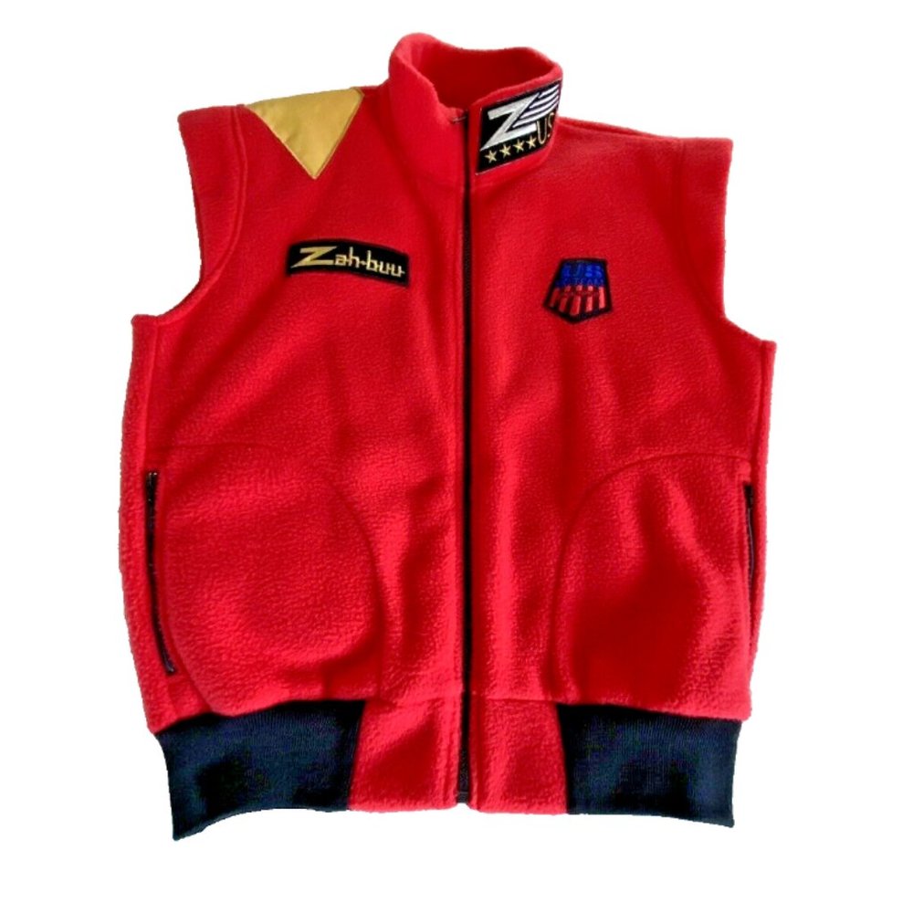 Zah-buu Fleece & Leather US Ski Team Zip Front Vest 100% Polyester